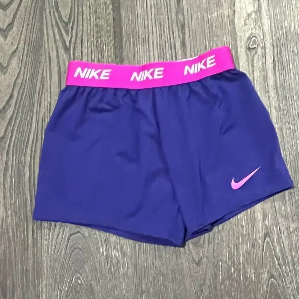 Nike Dri-Fit Girls Running Shorts Elastic Waist Lightweight Swoosh Blue Size L